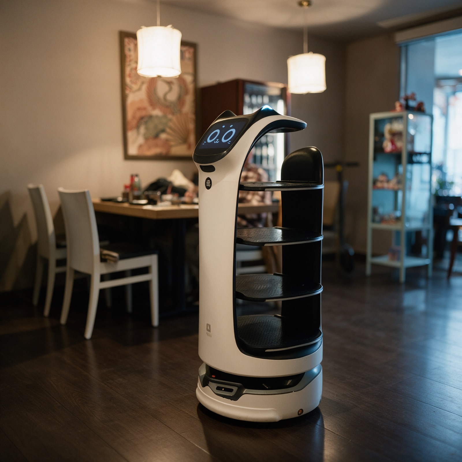 El robot camarero de Hanaki en la sala